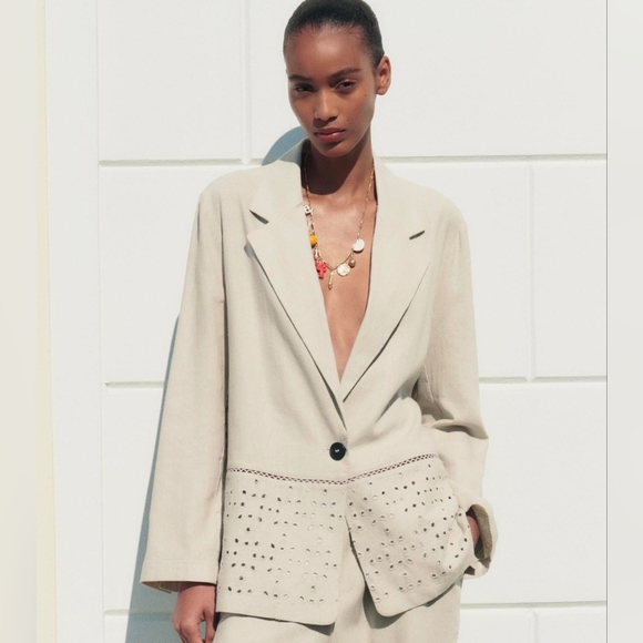 Zara Jackets & Blazers - Zara Linen Elegant Gray Women's Jacket